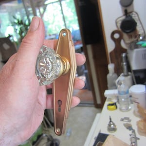 Art Deco Russwin Bathroom Set. Vintage Privacy Mortise Lock, Two Toned