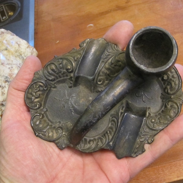 Antique Ashtray With Match Holder Etsy