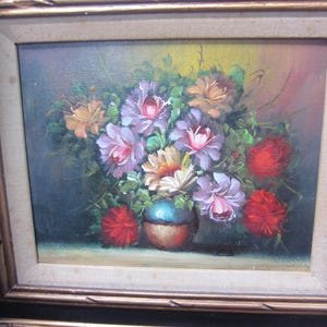 Vintage still life oil painting, floral painting, flower painting, original oil on board