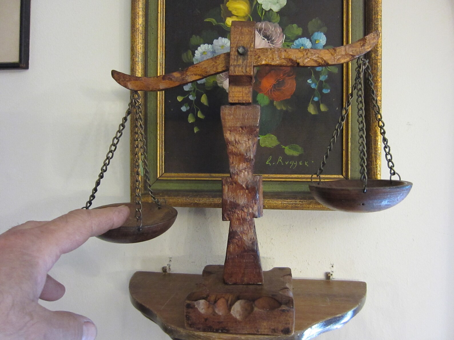 Vintage Mid Century Wood Balance Scale Etsy