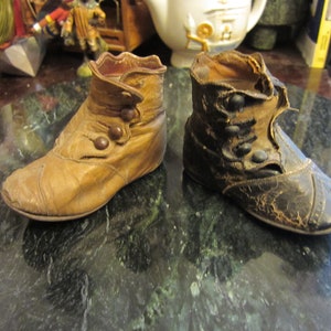 Antique Victorian Baby Shoes, Leather Baby Boots