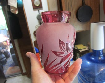 ケルシー・マーフィー作 カメオグラス 花瓶 ガラス彫刻 ピルグリム