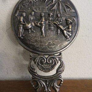 Silver Plated Makeup Pocket Mirror Embossed Denmark Vintage