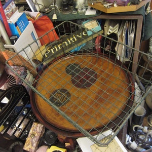 Vintage Kasper Wire Works Metal Storage Wire Locker Basket, Shiner Texas