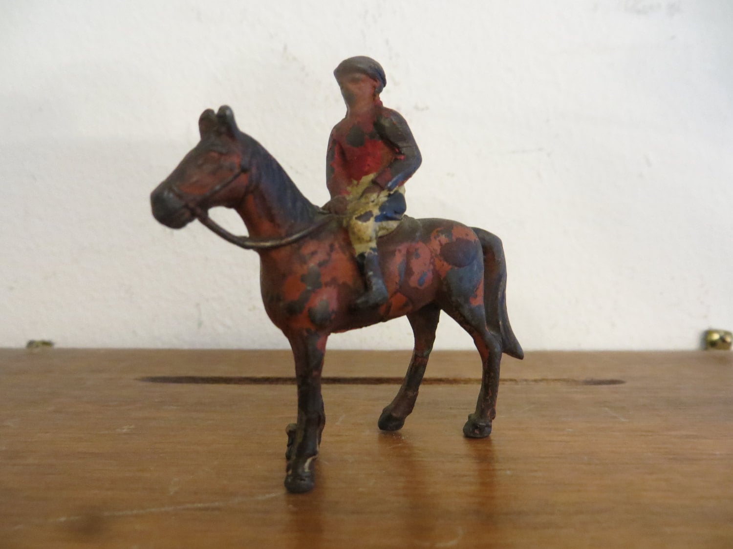 Antique Cast Iron Horse & Jockey figurine toy miniature horse Etsy