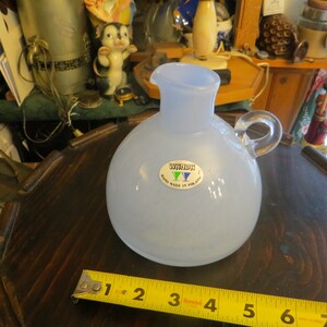 Vintage Wanda Art Glass Pitcher, Made in Poland
