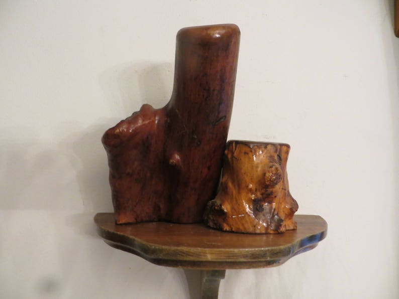 Wooden Face, Incense Carved Wood Tree Trunk Candle Holder