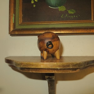Wood Pig Candlestick Holder