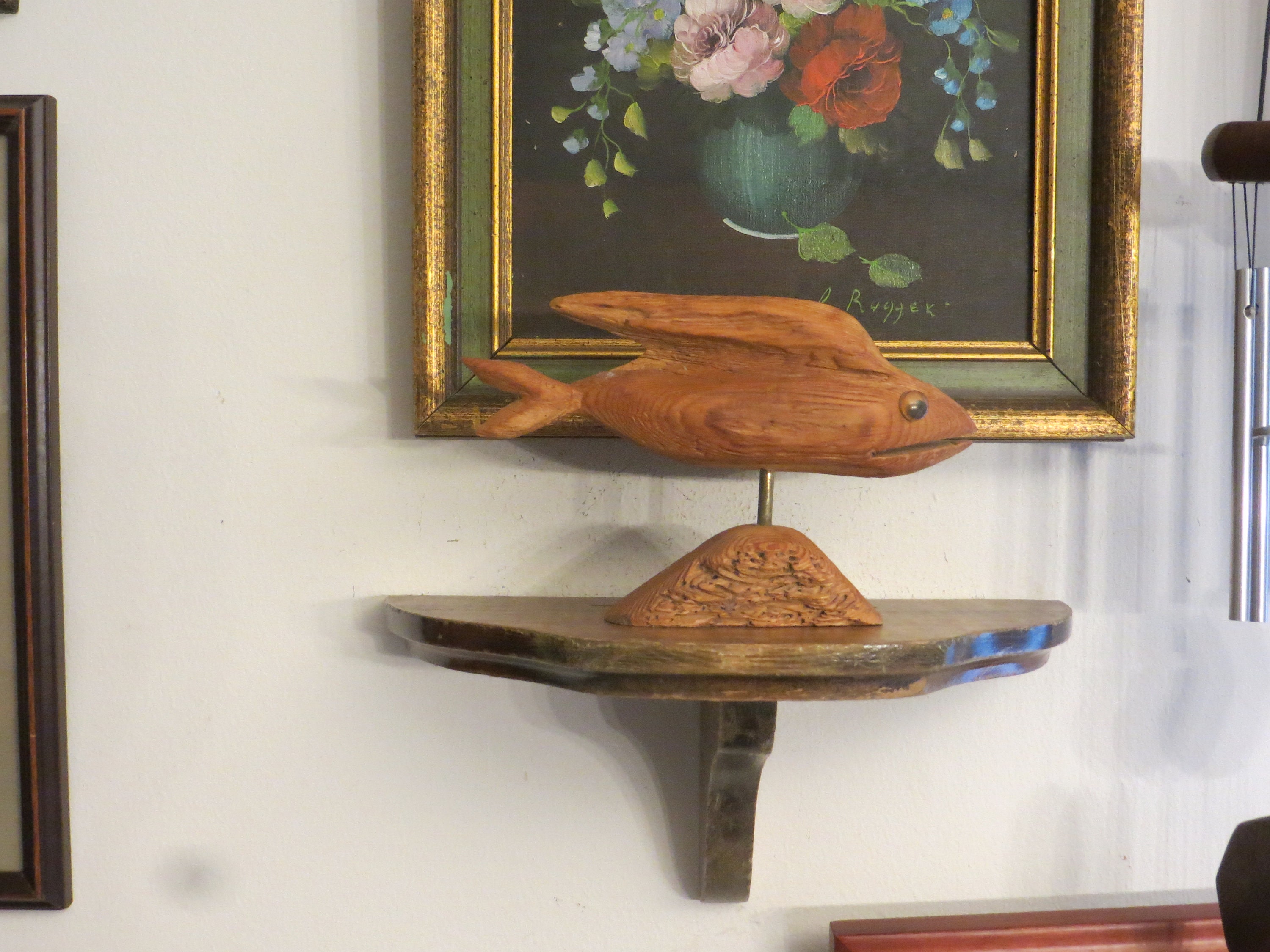 Vintage Wood Fish Sculpture Hand Carved Fish Art Etsy