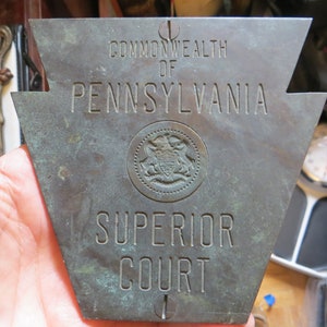 Rare Vintage Brass Bronze Commonwealth of Pennsylvania Superior Court Plaque