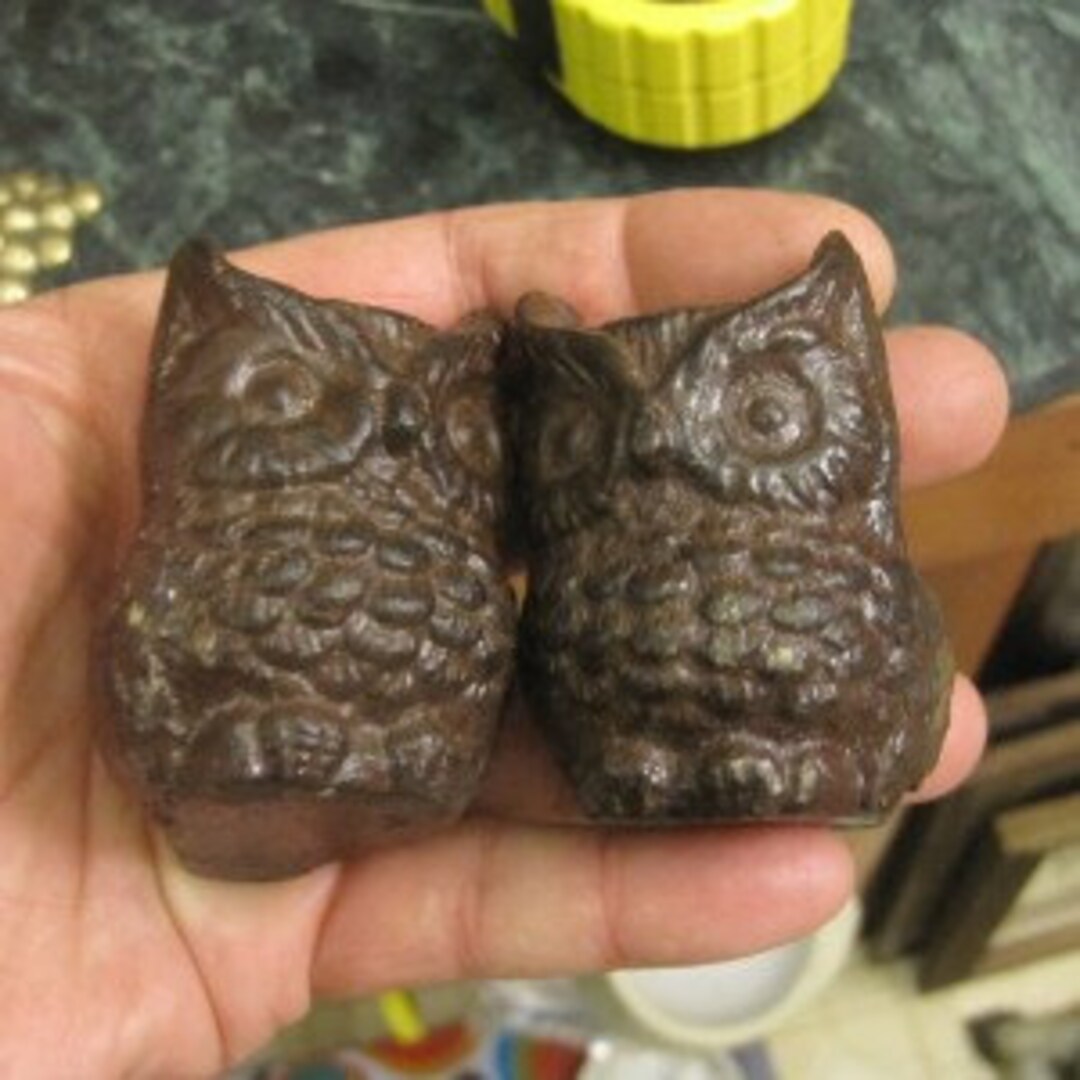 Pair of Cast Iron Owl Candle Holders Etsy