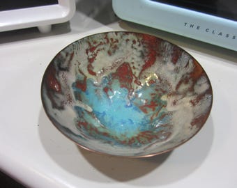 Vintage Copper Enameled Bowl, Please Read Description