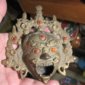 Mahakala Wrathful Deity Head Incense Burner Buddhist Tibetan Mask Statue