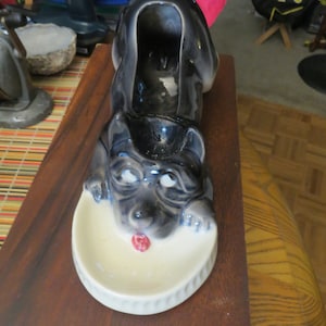 Vintage Dog Planter with Dish,