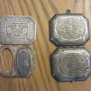 Art Nouveau Silver Plated Compact Woodworth