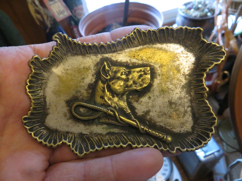 Vintage Dog Trinket Dish K-9 Ring Tray w free ship.