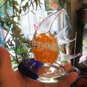 Art Glass Fish Candle Holder.