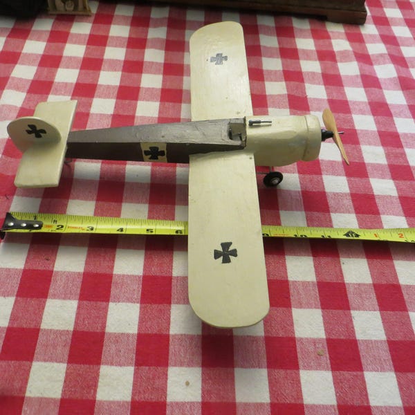 Vintage Hand made wood air plane, single engine prop