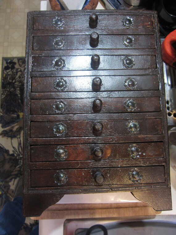 Antique Hindu Asian 8 Drawer Solid Wood Miniature… - image 2