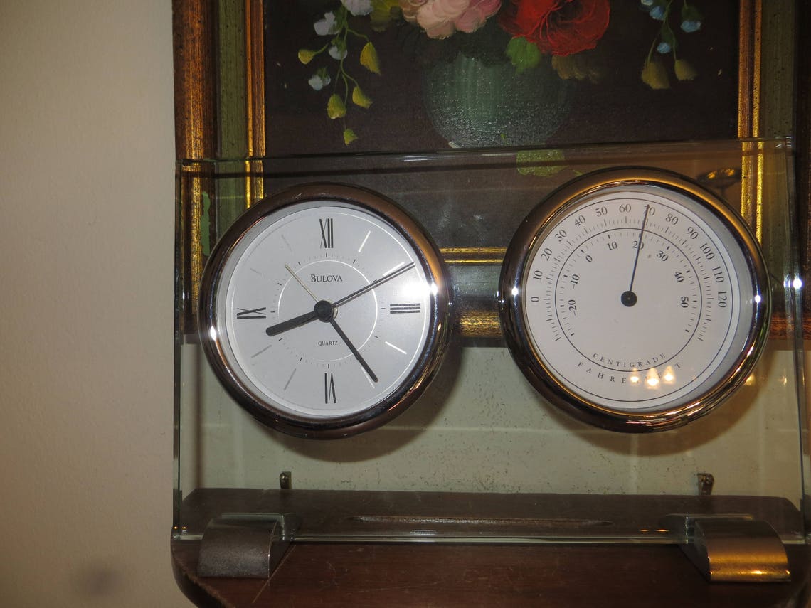 Bulova Tabletop Weather Station Clock Etsy