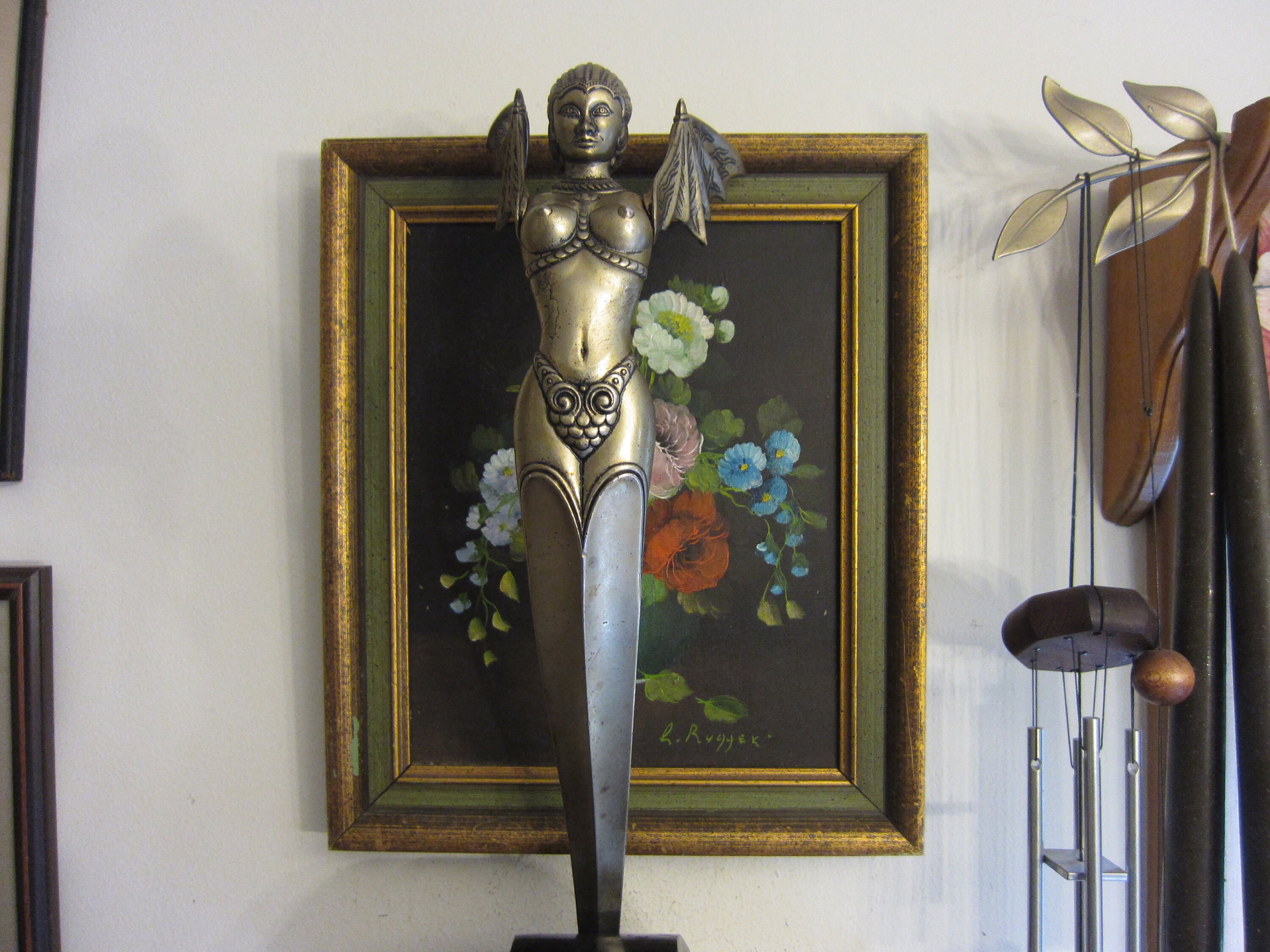 Nike Goddess of Speed, Metal, Semi Nude With Wings Sculptured
