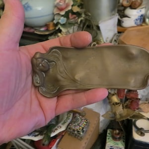 Art Nouveau Metal Lady Pin Tray small