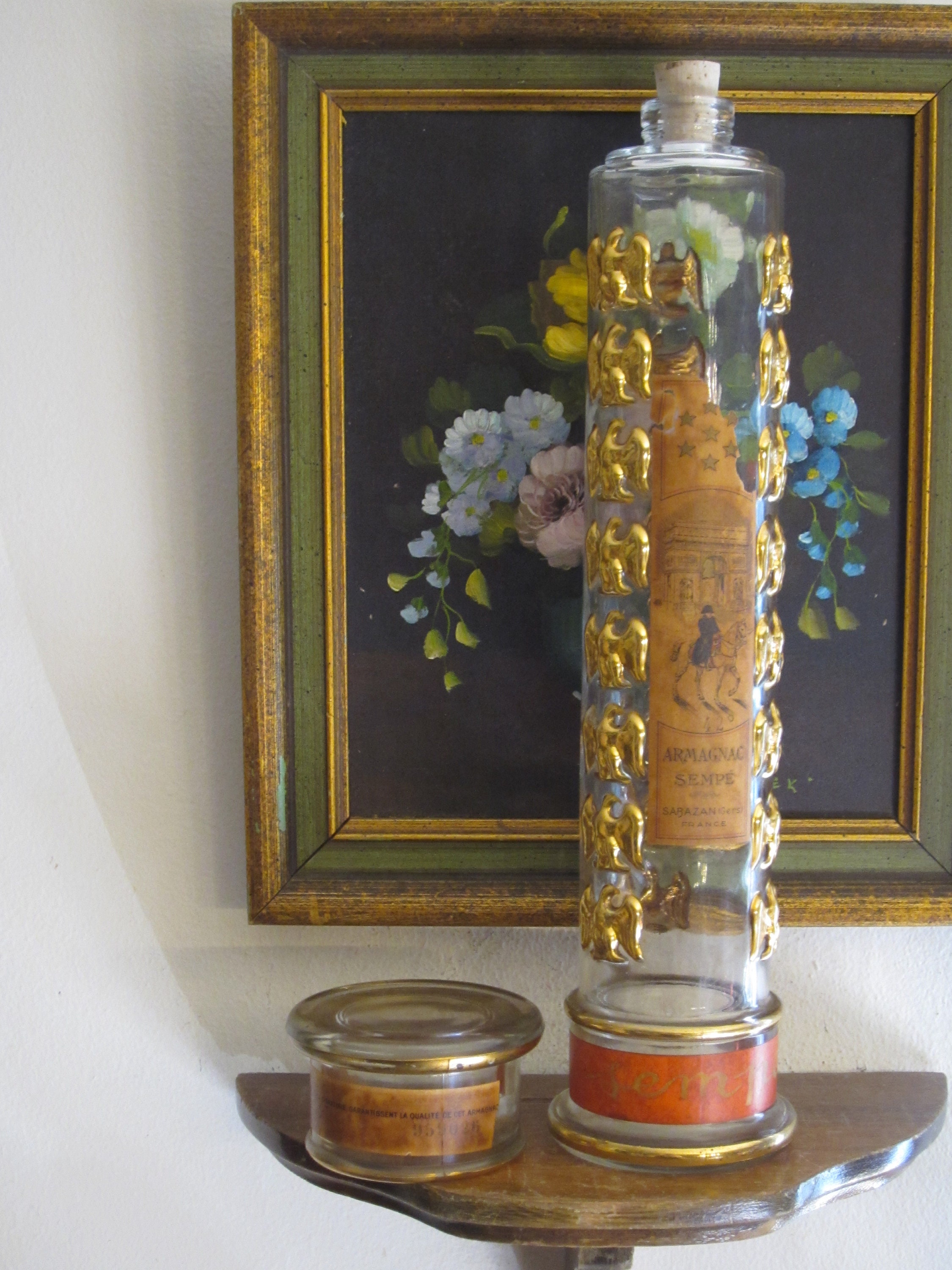 Armagnac Sempé 1950s MCM French Bottle with 24 Eagles, Please Read