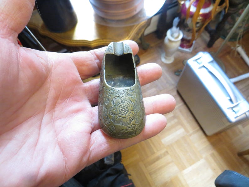 Vintage Brass Shoe Ashtray Ornate Detailed | Etsy
