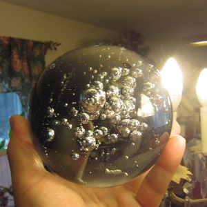Art Glass Controlled Bubble Universe Paperweight, Large, Heavy, Vintage.