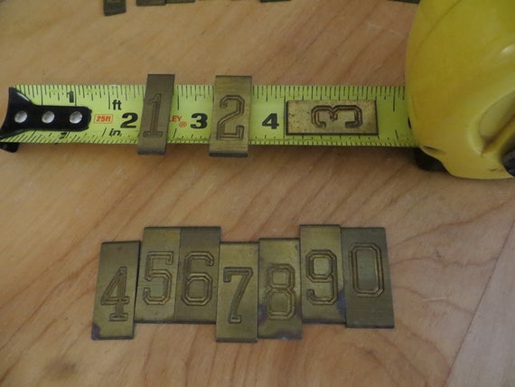 1 set only w free ship dollhouse Vintage Brass Number 0-9 miniatures arts crafts