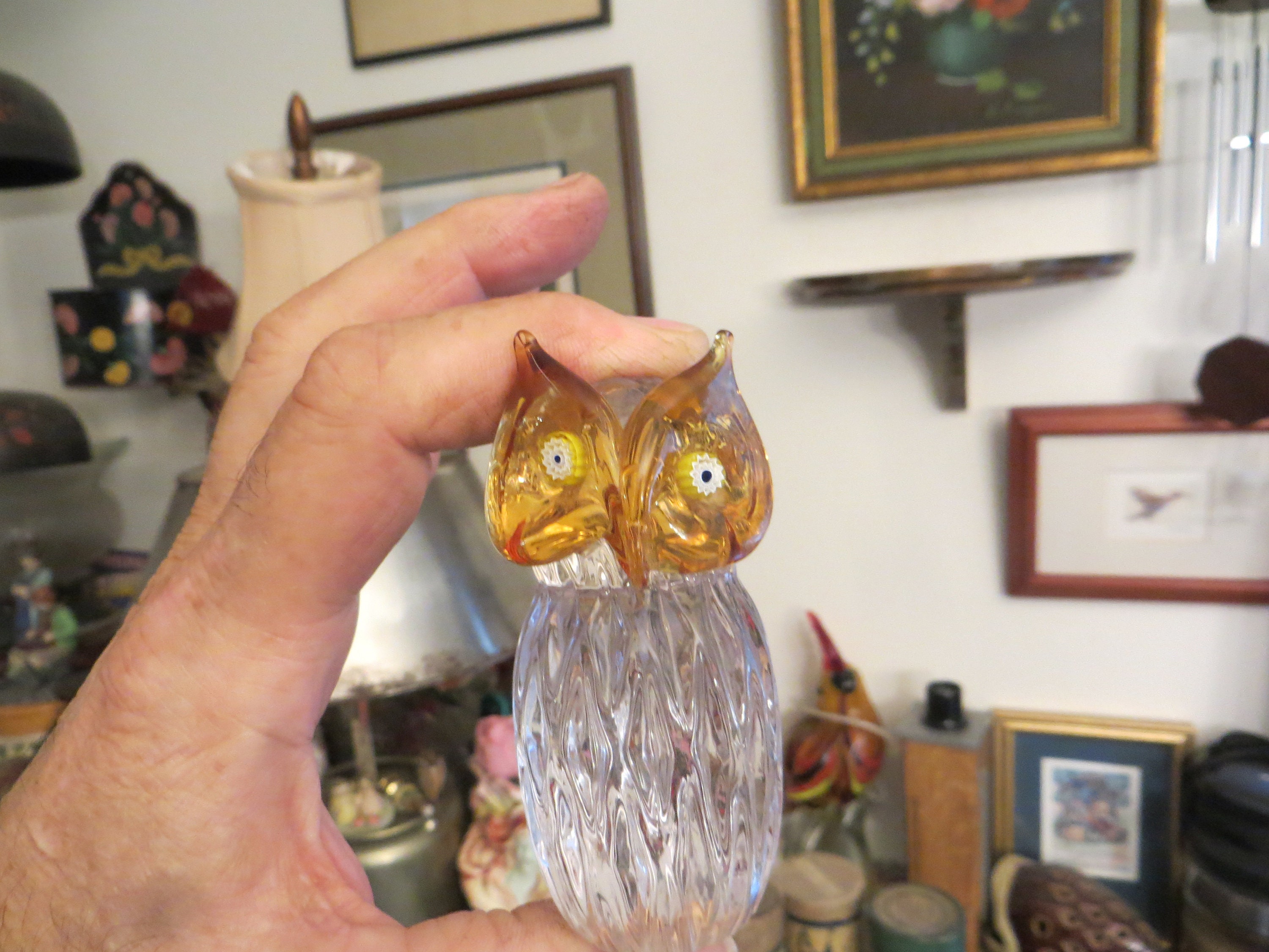 Miniature Owl Figurine, Glass Sculpture, Vintage , Please Read Description