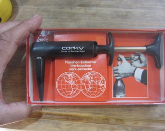 Vintage Corky Cork Air Needle Extractor Wine Bottle Corkscrew Switzerland, Please Read Description