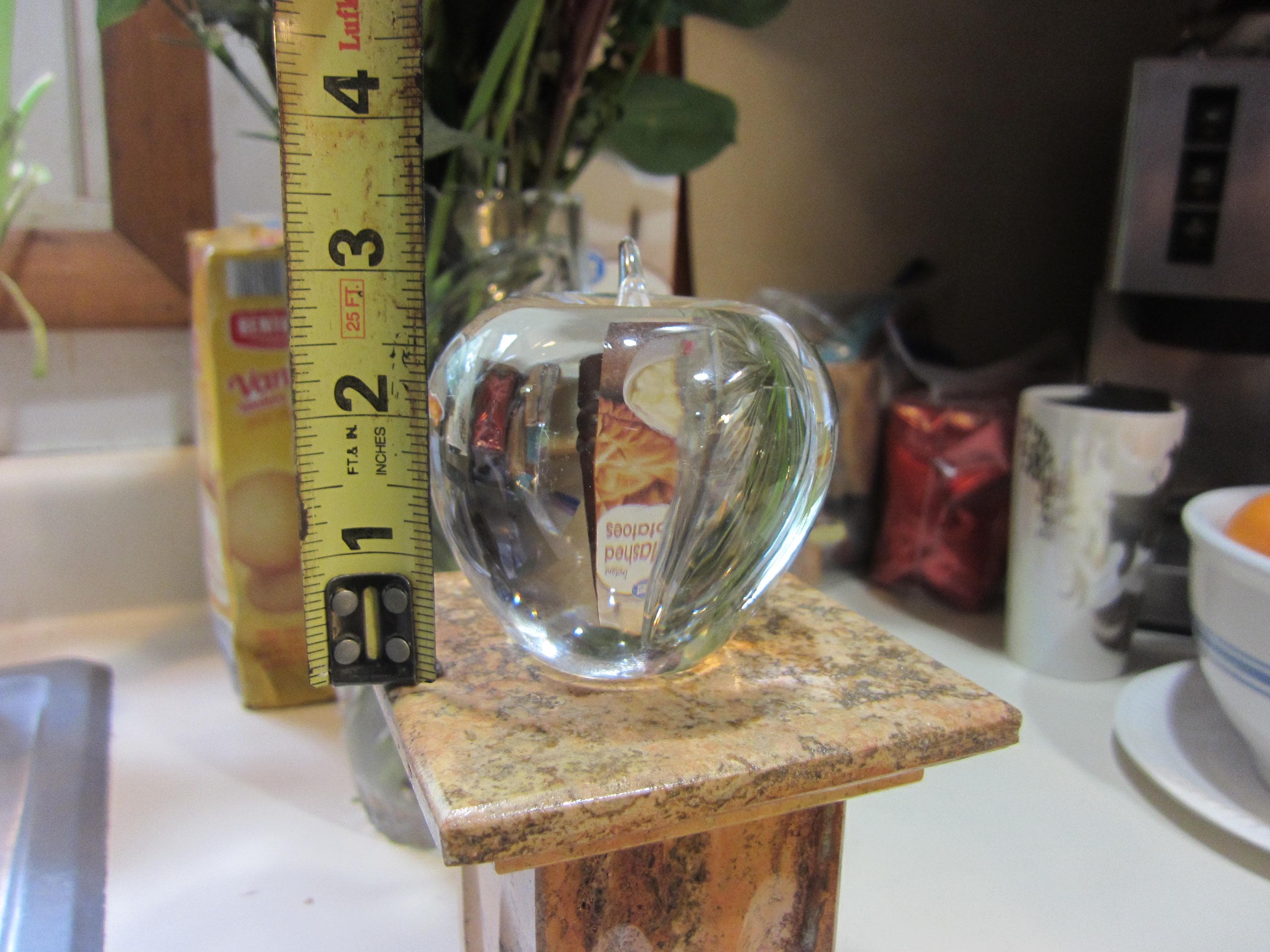 Tiffany Crystal Apple Art Glass Paperweight, Please Read