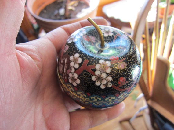 Vintage Apple Trinket Box, Paperweight Cloisonne … - image 7