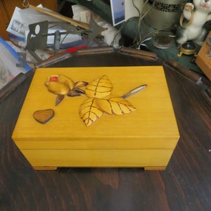 Vintage Jewelry Music Box, Wood, Song - You Light Up My Life