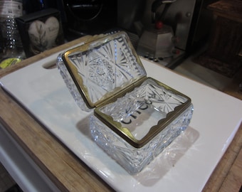 Vintage French Baccarat Style Jewelry Casket Hinged Trinket Jewelry Box, Please Read Description