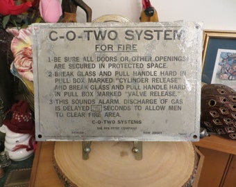 C-O-TWO Fire Equipment Company of Newark, NJ. Tag Sign Plaque.