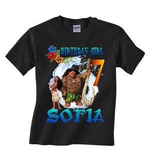 Moana Birthday Shirt Long sleeve and short sleeve, Custom personalized shirts for all family, Black