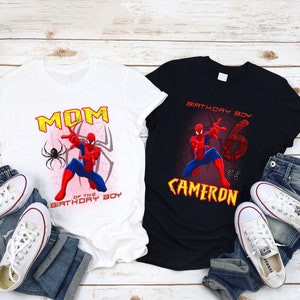 Personalized Spiderman Birthday T-Shirt, Superhero birthday Shirt, Spiderman Shirt, Custom Spider Shirt, Spider-Man Family Matching Shirts