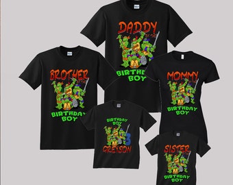 ninja turtle birthday shirts for family