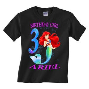 The little mermaid Ariel Birthday Shirt Custom personalized t-shirt Black L2