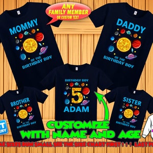 Custom Solar System Birthday Shirt: Planets Space Family Matching T-Shirts
