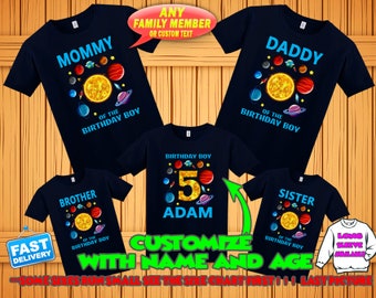 Solar system birthday shirt, planets birthday tshirt, space theme party shirts, planets space family shirts, astrology matching shirts