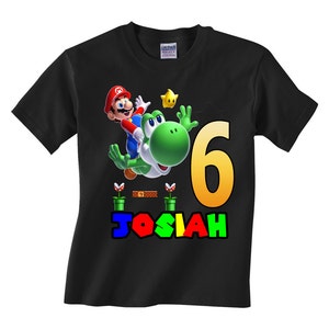 Super Mario Birthday Shirt Custom personalized shirts for all family, Black t2 image 3