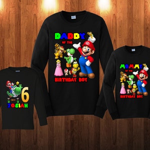 Super Mario Birthday Shirt Custom personalized shirts for all family, Black t2 image 2