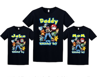 Pokemon Birthday Shirt, Pokemon Custom Shirt, Personalized Pokemon Shirt, Pokemon family shirts, Birthday t-shirt for girls and boys