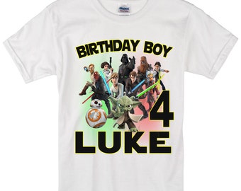 Star wars long sleeve and Short Sleeve Birthday Shirt Custom personalized shirts for all family,