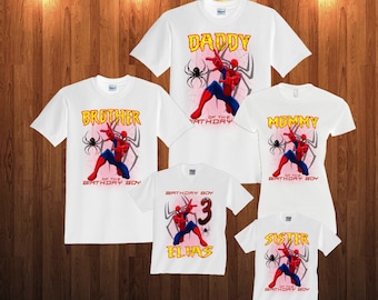 Spiderman Birthday long sleeve and Short Sleeve Shirt Custom personalized shirts for all family,
