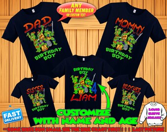 Ninja Turtles birthday shirt, Teenage Mutant Ninja Turtles birthday tshirt, tmnt theme party shirts, ninja turtles family matching shirts