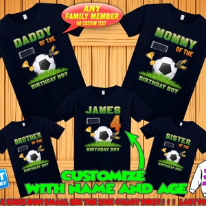 Soccer Birthday Shirt, Soccer Custom Shirt, Personalized Soccer Shirt, Soccer custom matching family party shirts, soccer theme name shirt